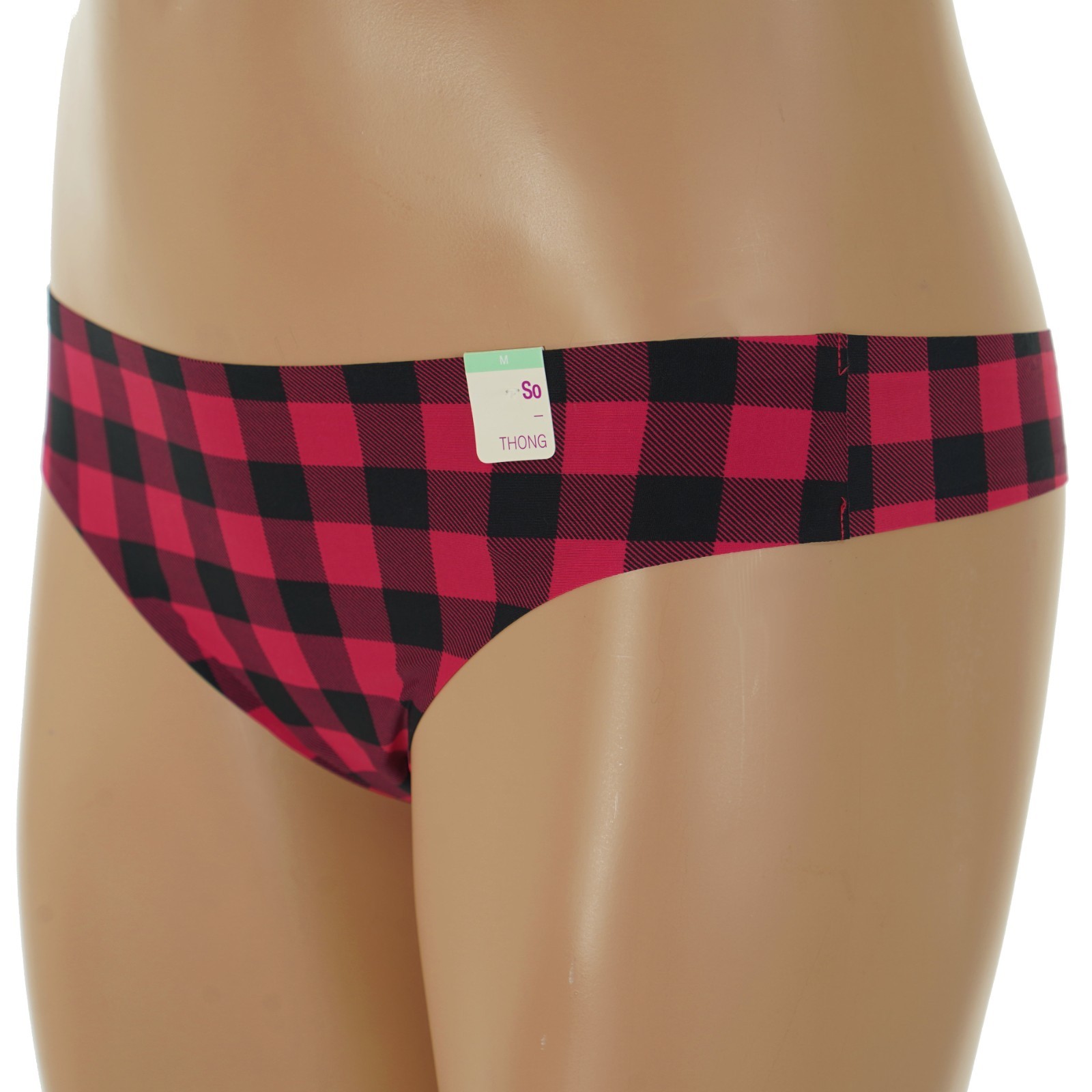 SO Junior’s SIZE 7-9 MEDIUM Red & Black BUFFALO CHECK THONG Panties #SO60001