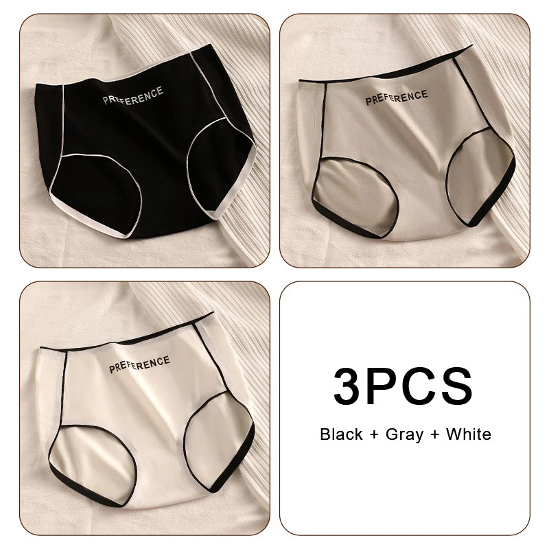 Cotton Seamless Briefs High Waist Letter Print Women’s Underwear 3 Pcs