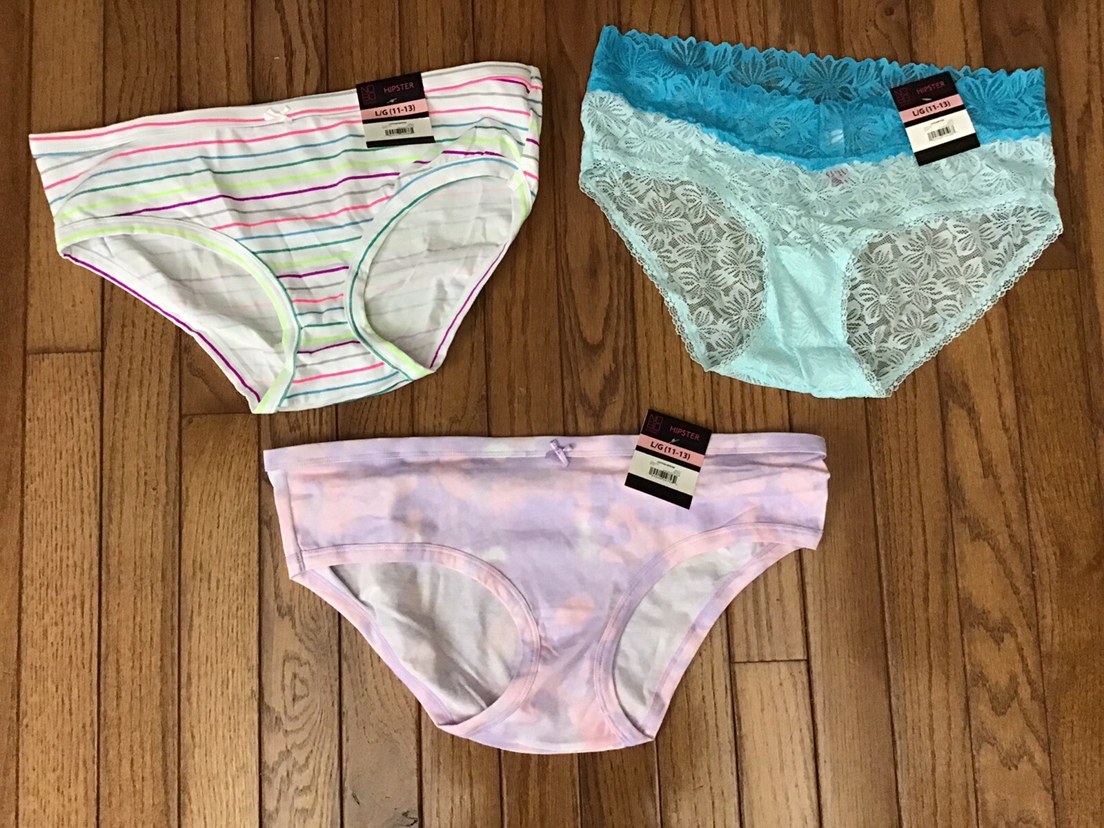 NWT NOBO No Boundaries Hipster Panties Size Large (LOT OF 3 Hipsters) (C15-6)