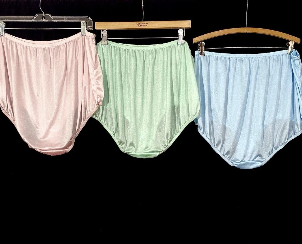 3 Pack ‘Plain Jane’ Panties Nylon Brief Panty Style 331 Teri Lingerie Sz 12