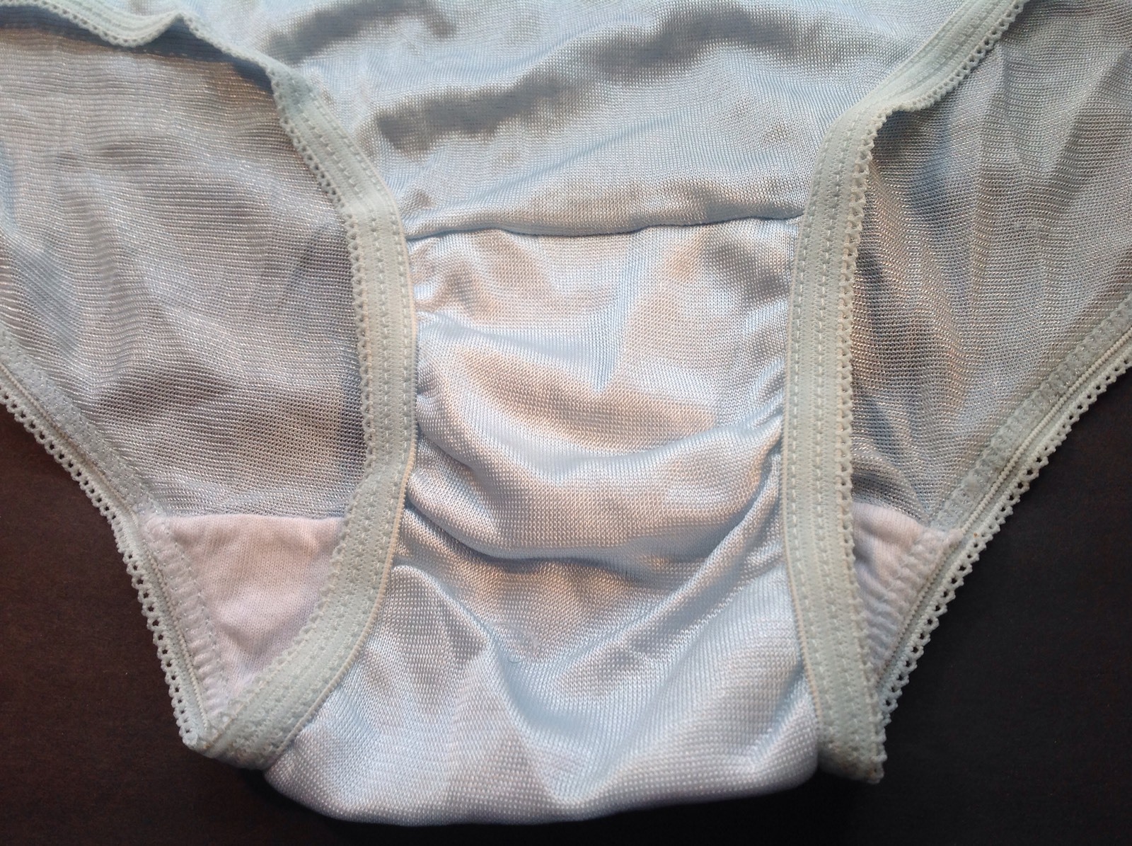 Women Panties,Briefs Size 8 Bright Blue Satin Soft Nylon W/Decoration