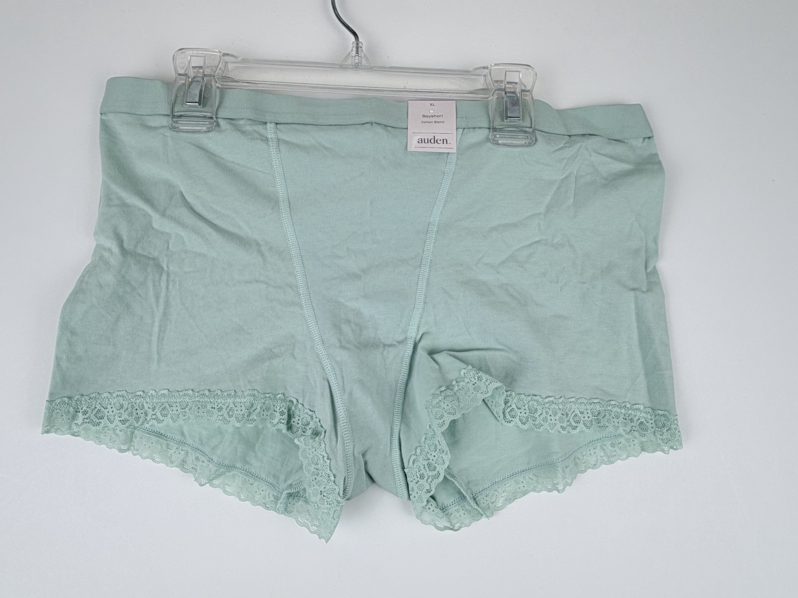 Auden Women’s Cotton Blend Boyshort Blue/Green Lace Trim Size XL
