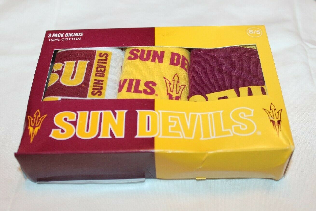 Sun Devils Women’s 100% Cotton 3-Pk Bikinis/Panties/Underwear S/5 35″-36″