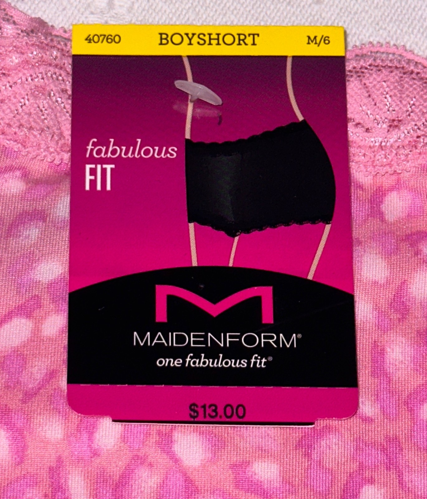 MAIDENFORM Fabulous Fit Classic Lace Trim Pink Boyshort Panty Women S 5 M 6 XL 8