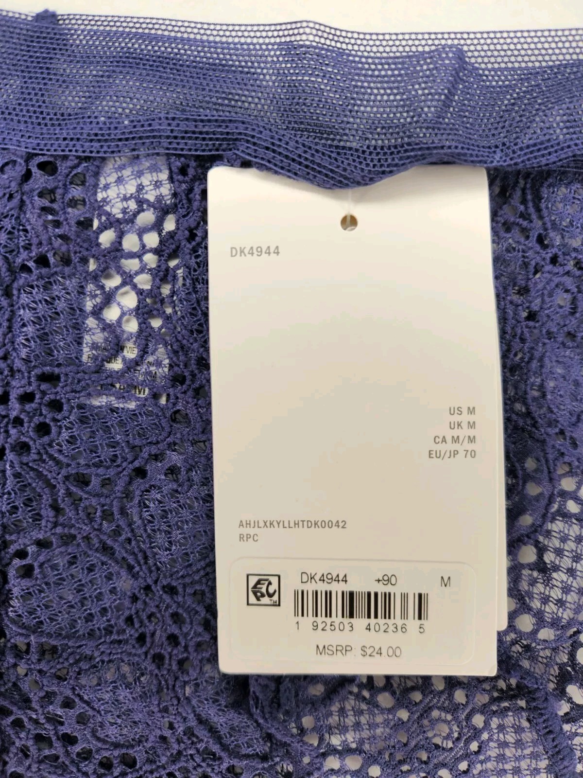 DKNY Women’s SUPERIOR LACE BRAZILIAN Panties Cheeky Blue Lingerie Bikini S