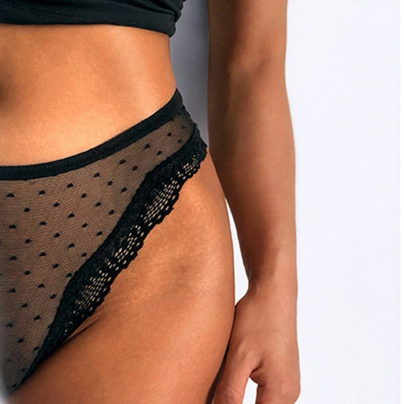 Floral Embroidery Thong Seamless Lace Cut Out Panty Underwear Lingerie For Women