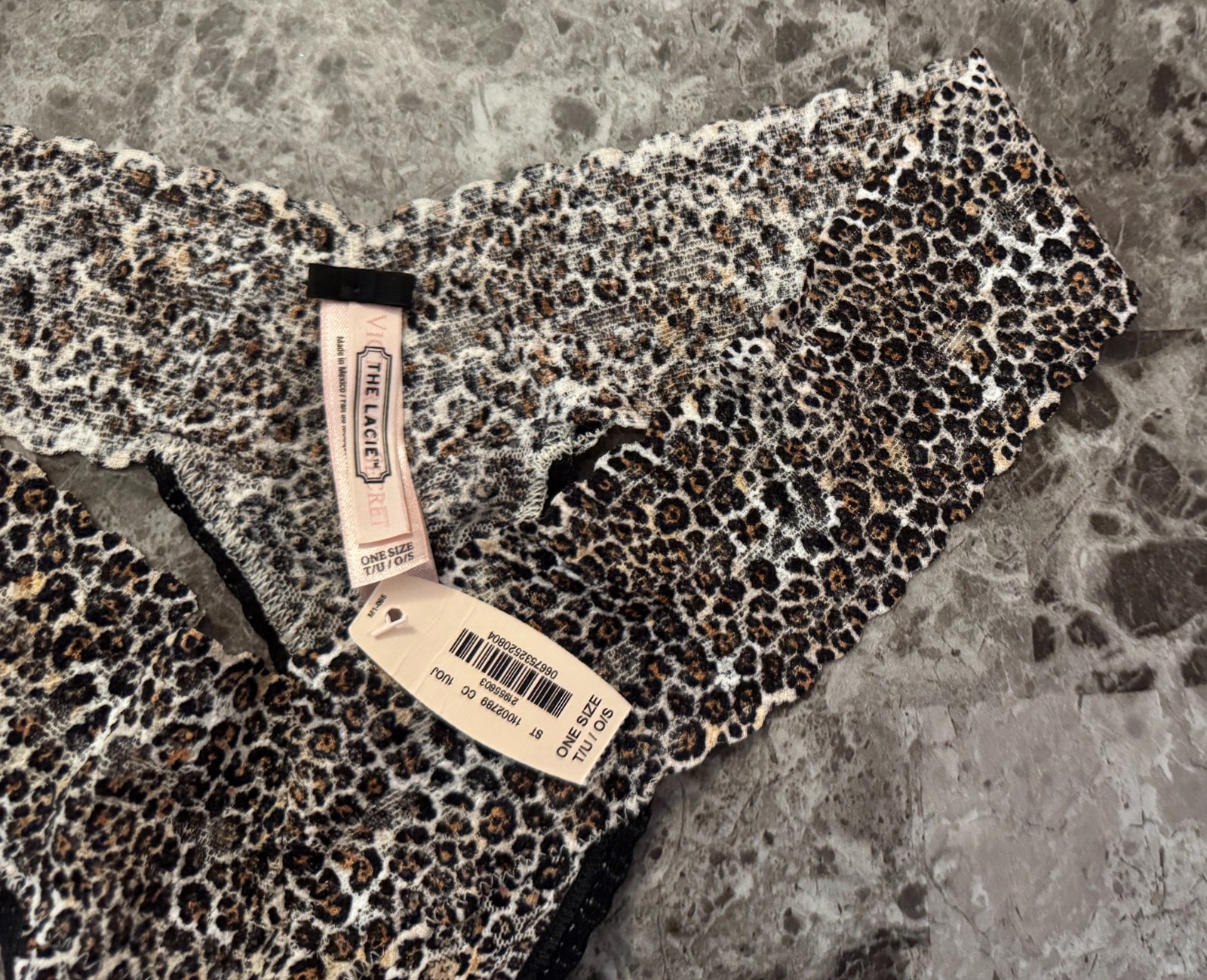 NWT VICTORIA’S SECRET O/S LEOPARD CHEETAH LACE LACIE VINTAGE RARE THONG PANTIES