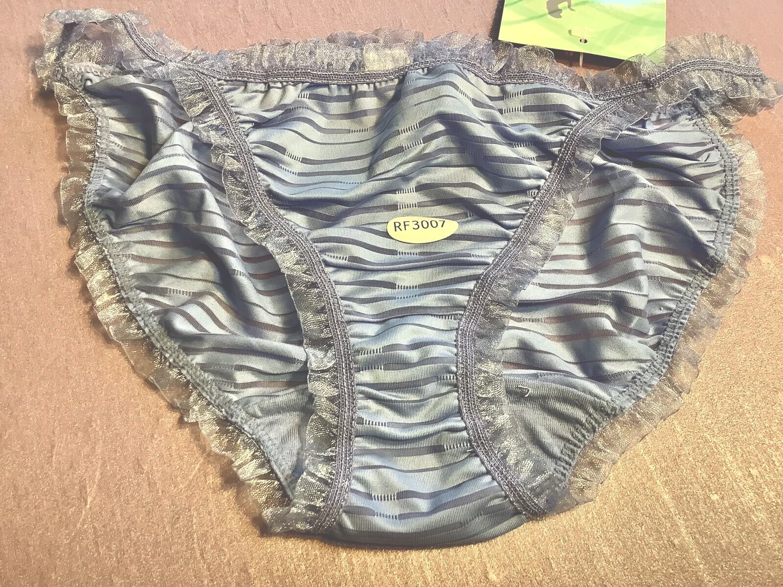 Women Panties Bikinis CAPRICIA O’DARE size M/6 Striped Transparent W/decoration