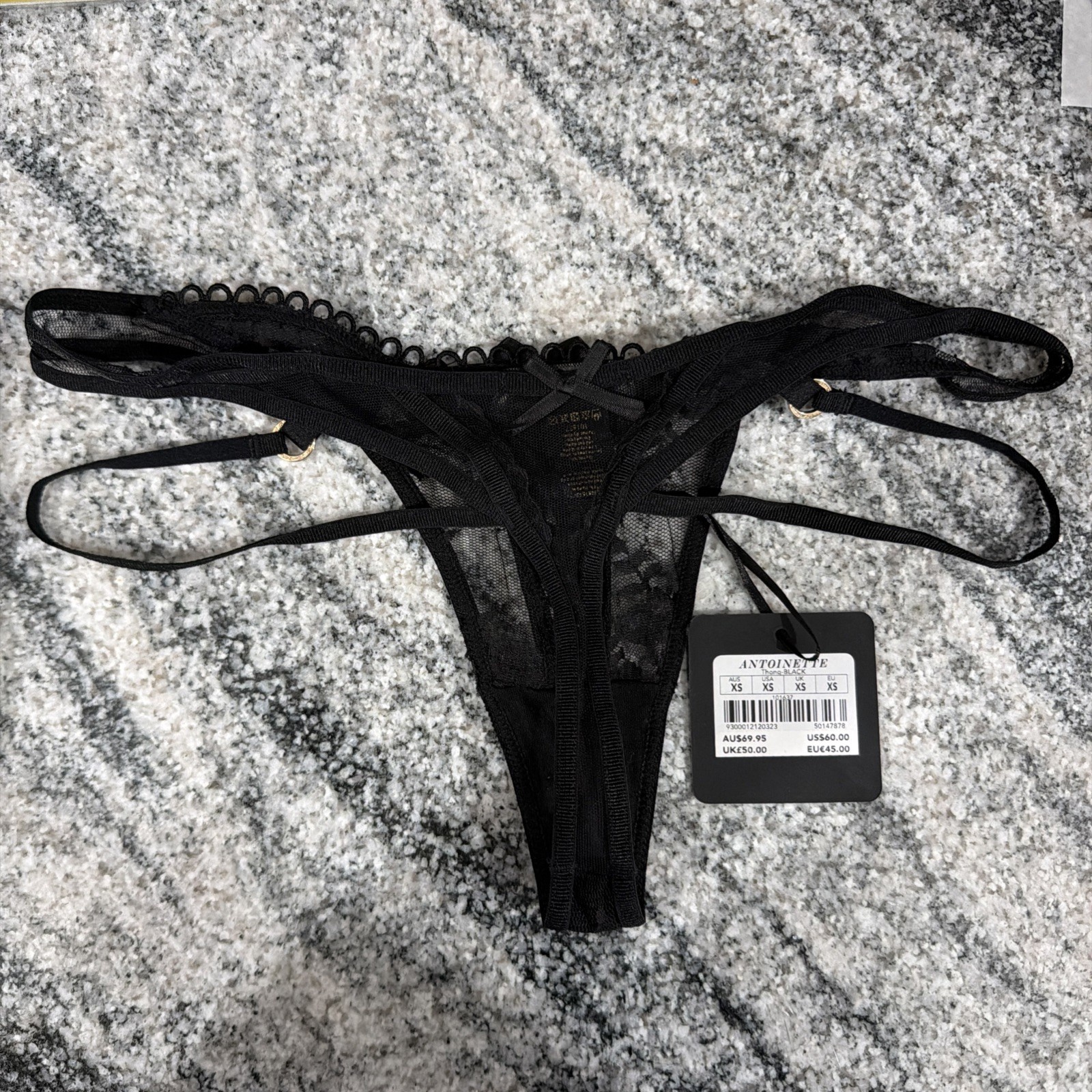 Honey Birdette Antoinette Thong Black XS NWT