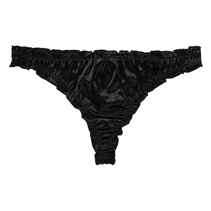 4 Pcs Lot Womens Sexy Satin Thongs Panties Ruffly G-string Underwear,S M L XL