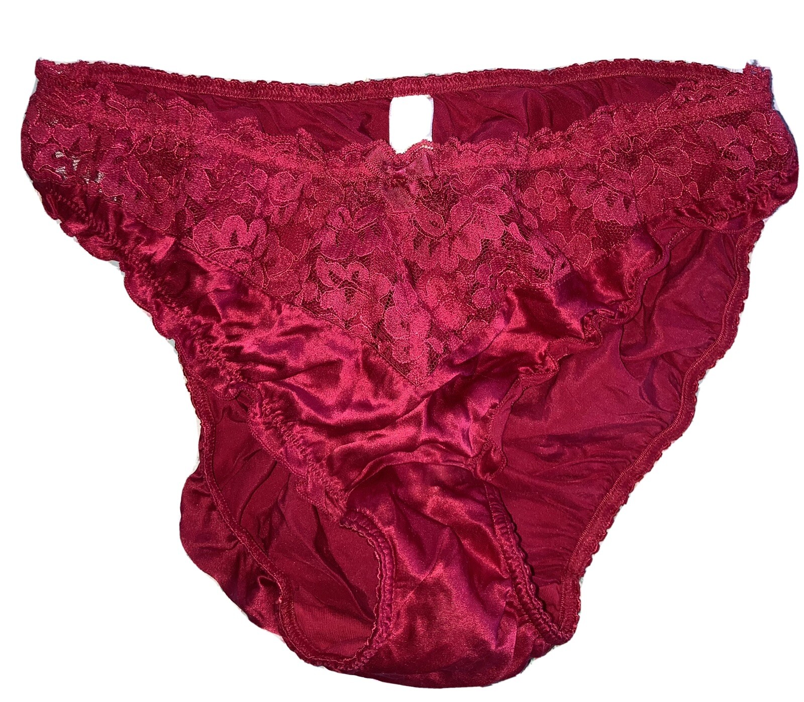 NWOT Vintage 90s Victoria’s Secret 100% Silk & Lace Deep Crimson Red Bikini