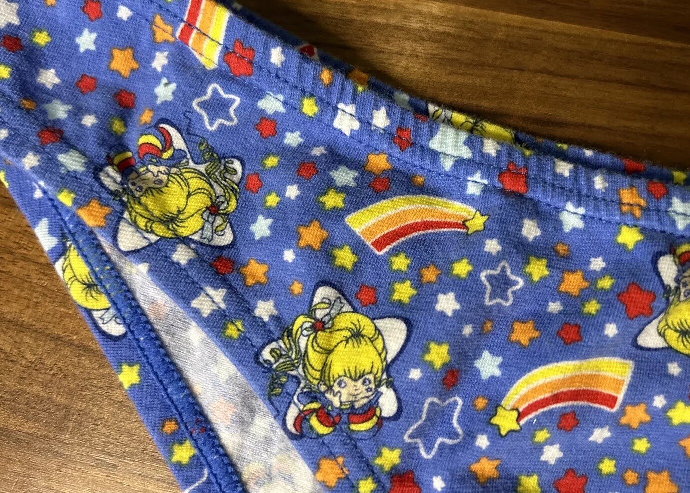 RARE Rainbow Brite Panties Size Med Hallmark Blue Bikini Rainbow Cotton Kidcore
