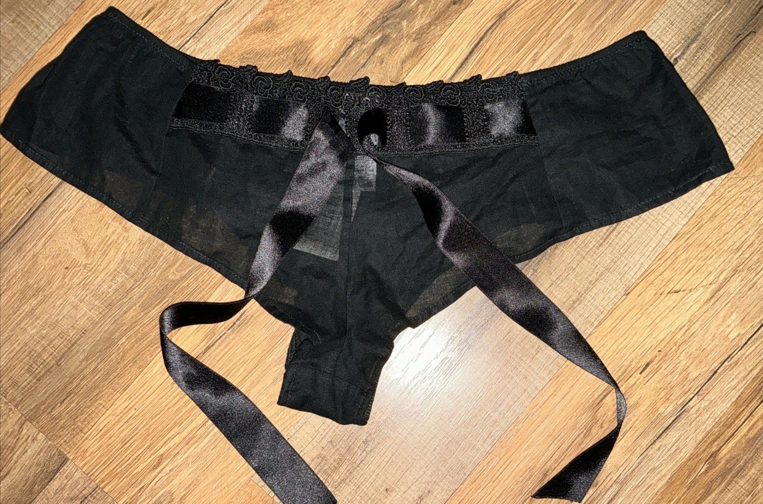NWT Intimissimi BLACK Floral Front Ribbon ACC’T Bikini COTTON Panties US: Small