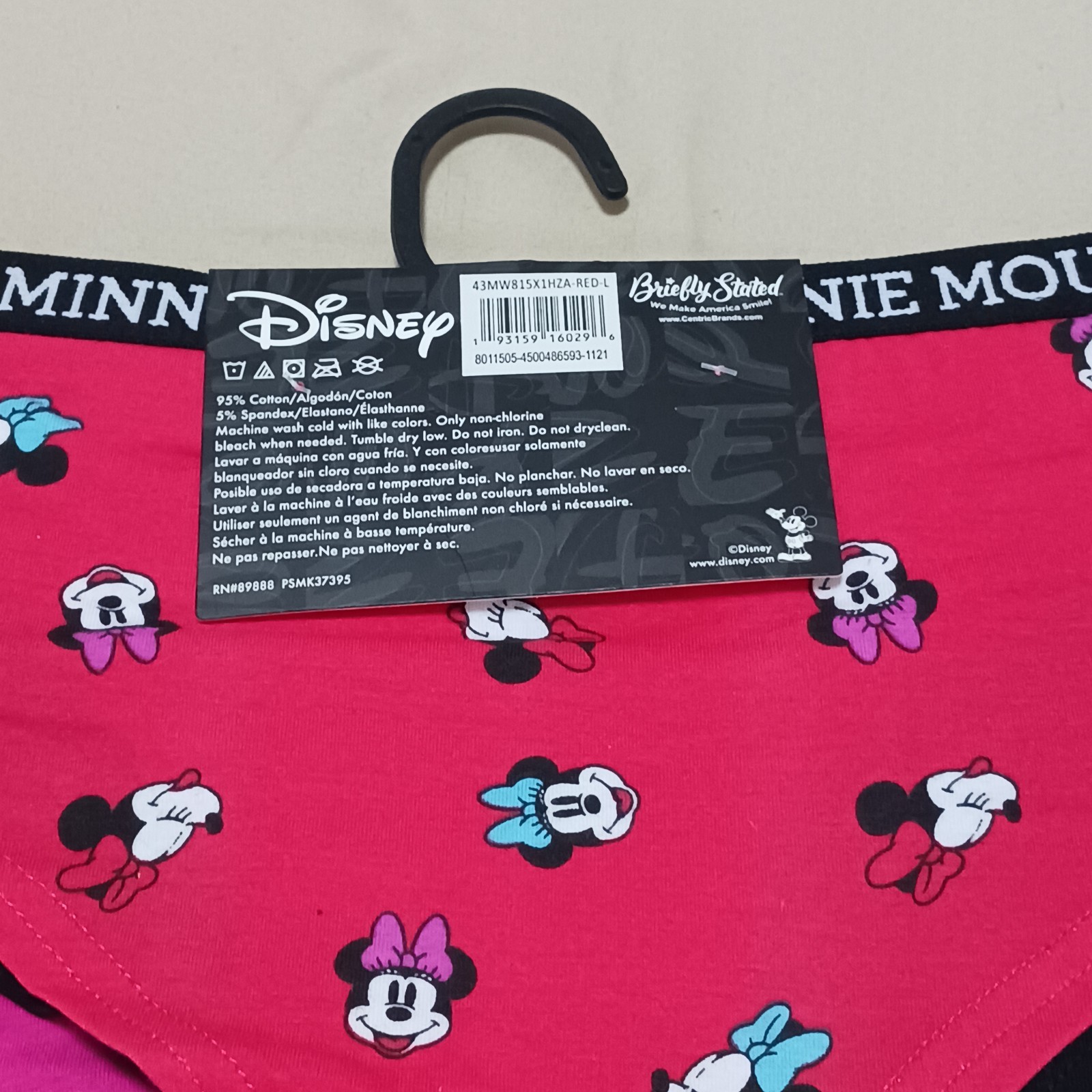 Minnie Mouse Disney Women’s 3 Pack Hipster Panty Size L Cotton stretch Fun