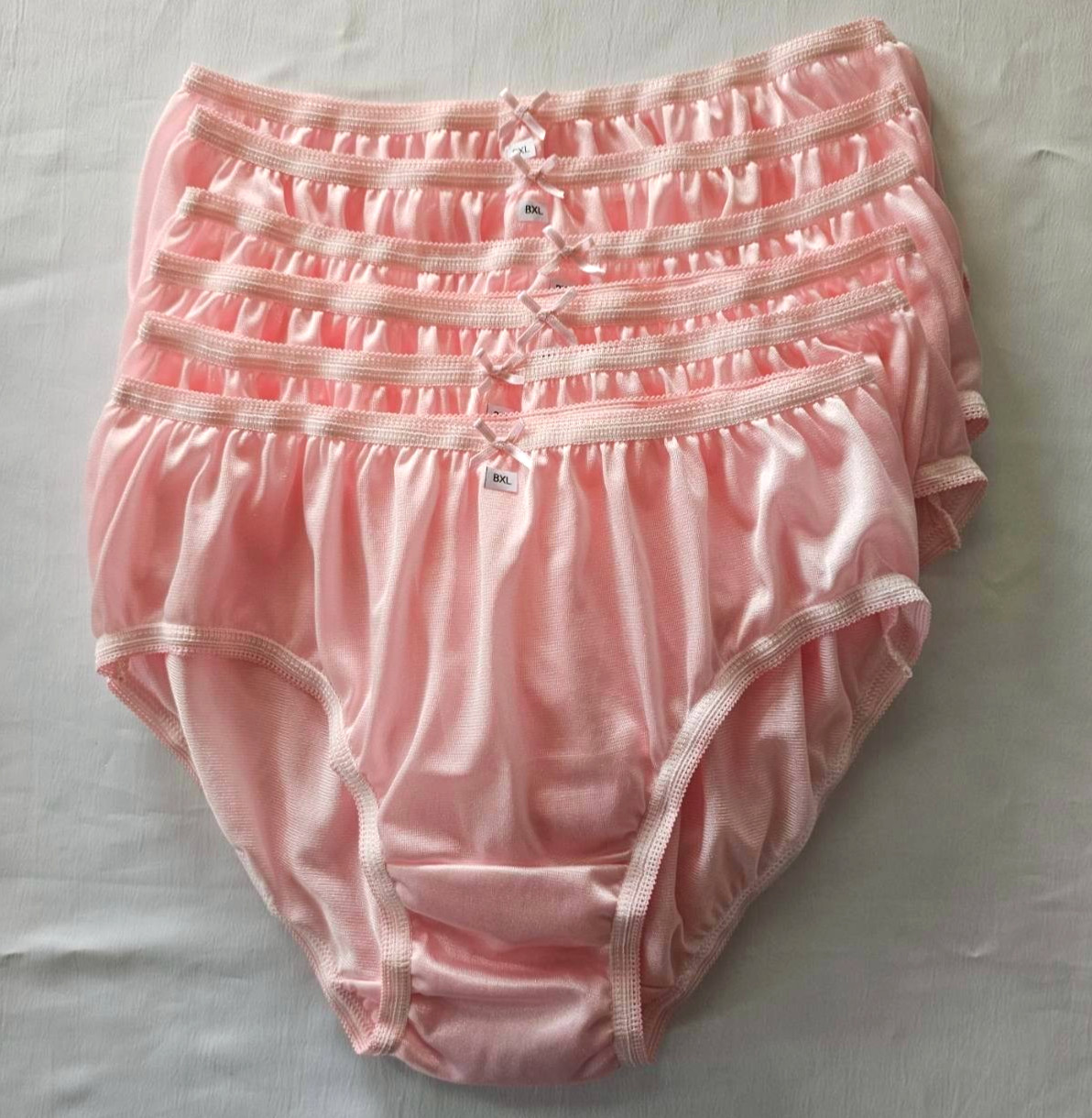 6 Bikini Panties Underwear Woman Men Nylon Soft Briefs Hip38″-42″XL/Light Orange