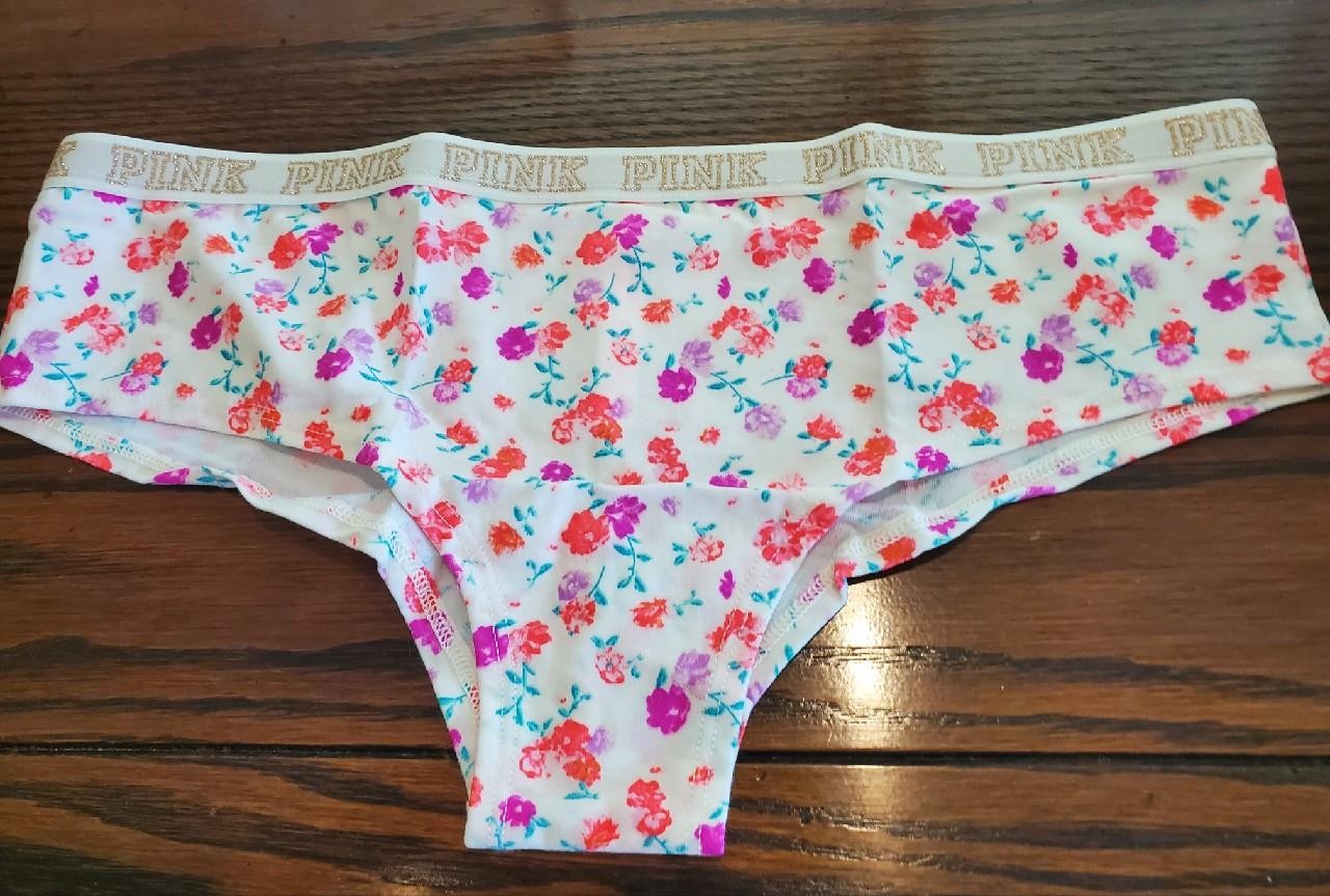 NWT VICTORIA’S SECRET PINK CHEEKSTER PANTIES FLORAL COTTON /SPDX 381236 4XD L