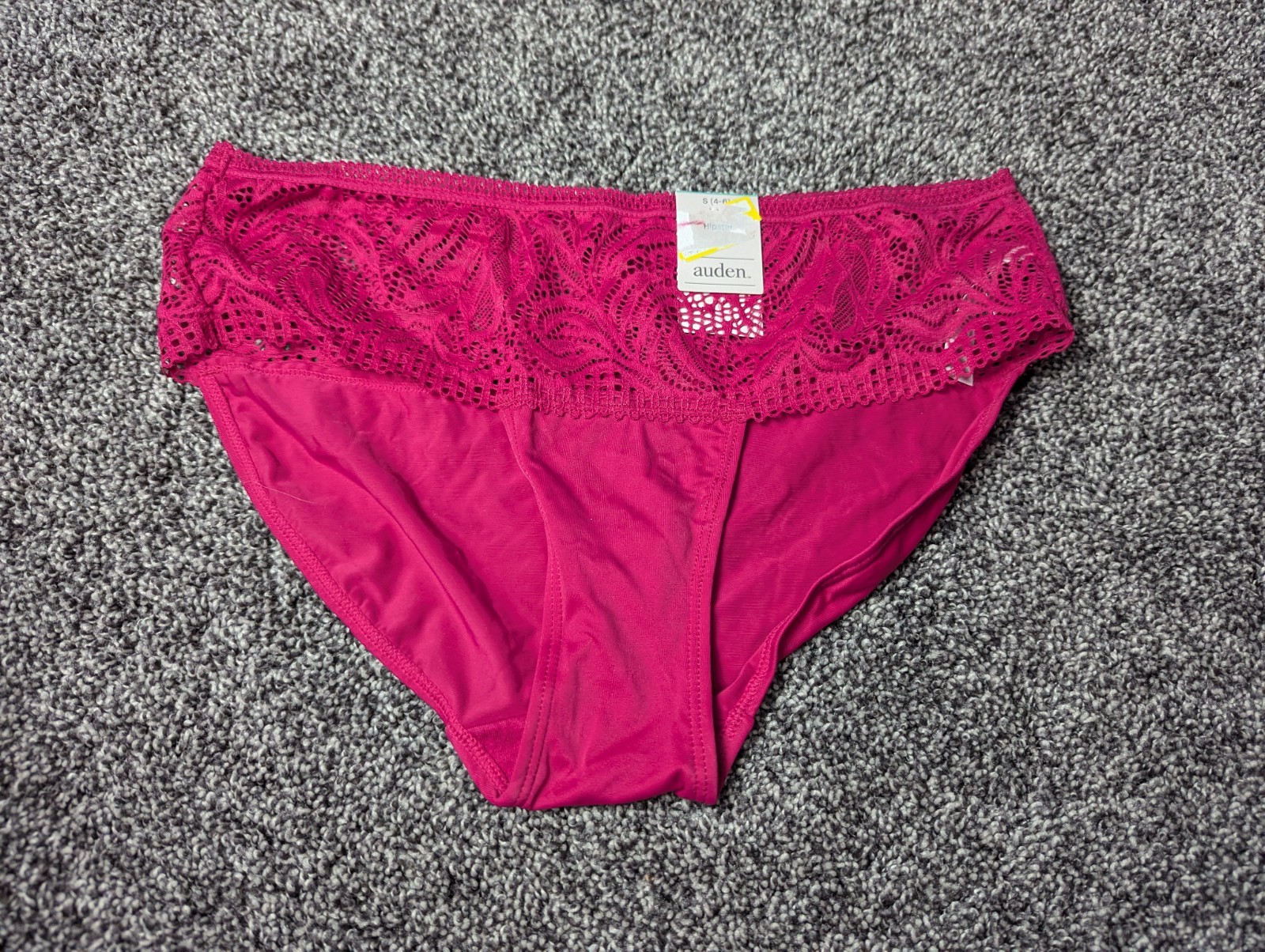 Auden Panties Womens S Lace Trim Cotton Blend Hipster NEW Pink Fushia Bikini