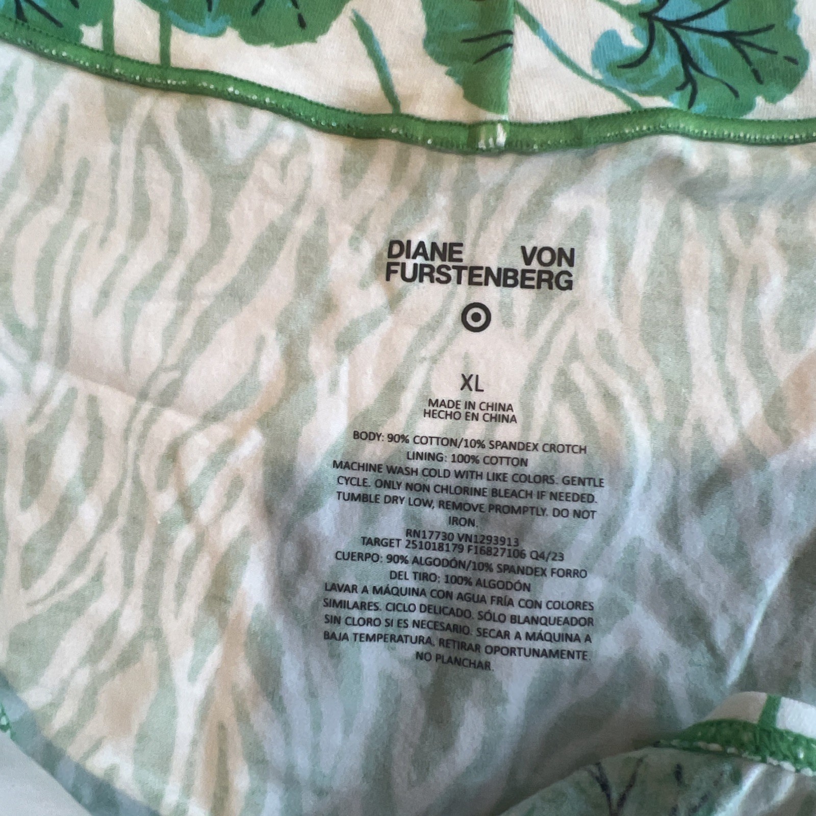 NWT Diane von Furstenberg x Target Split Print Bikini Panty Green Leaf Zebra XL