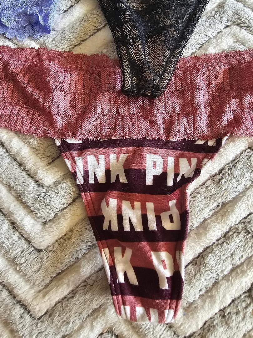 3 NEW Victoria’s Secret PINK Wide Lace Waist Thong Panties M Medium