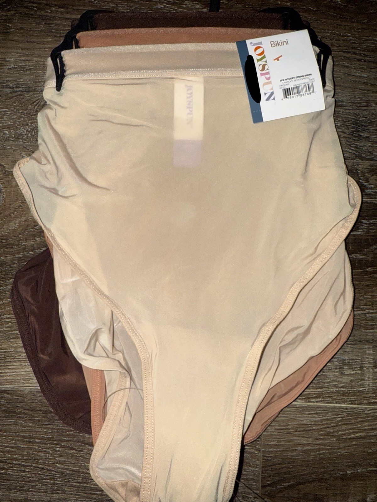 Joyspun 3-Pair Womens String Bikini Underwear Panties Nylon Blend (A) ~ S (4/6)