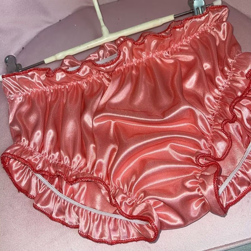 Sweet Mens Womens Faux Silk Satin Panties Briefs Knickers Oversize Underwear