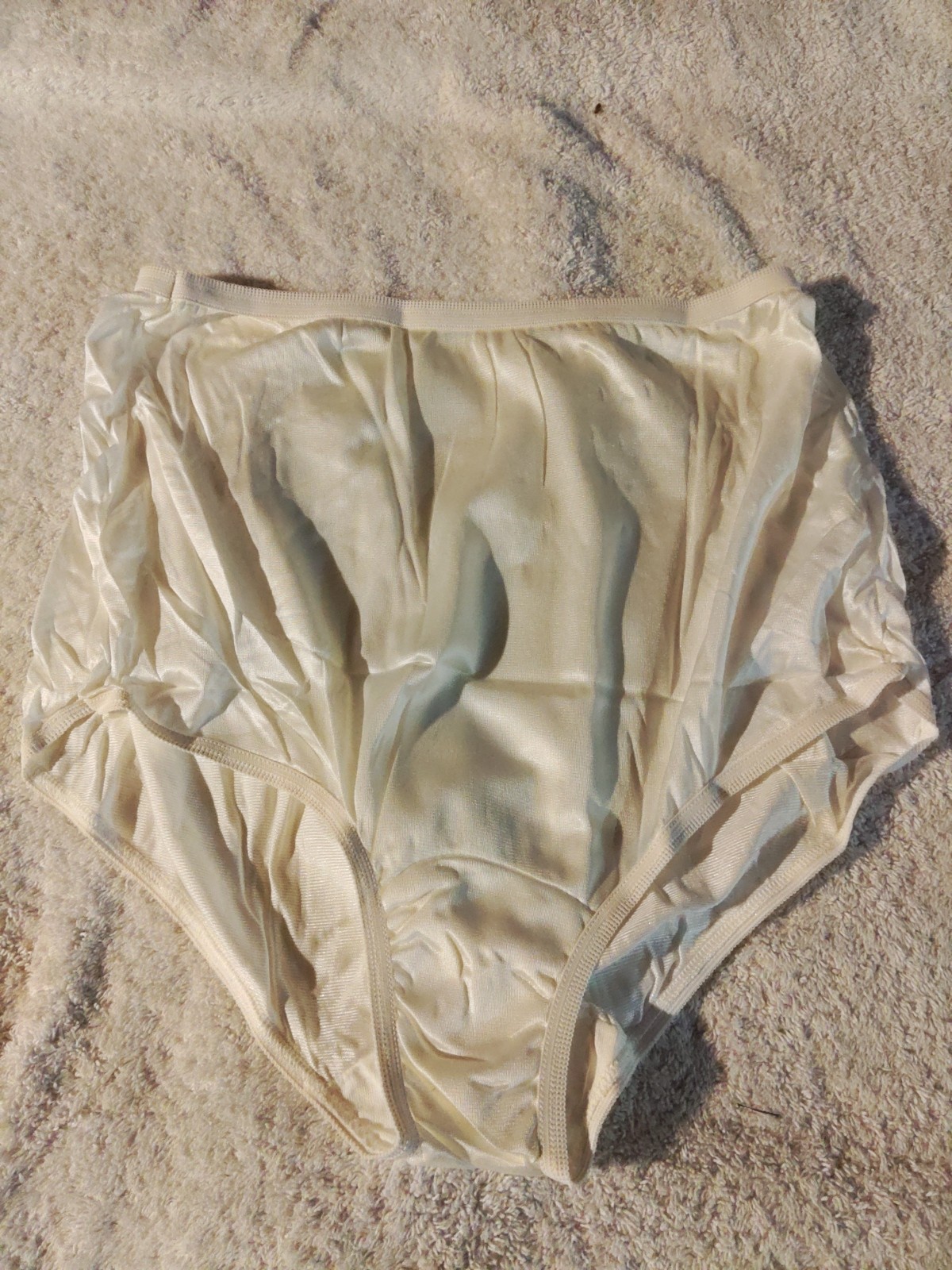 Vintage Partners Sensual White Satin Silky Nylon Full Brief Panties Size 7 New