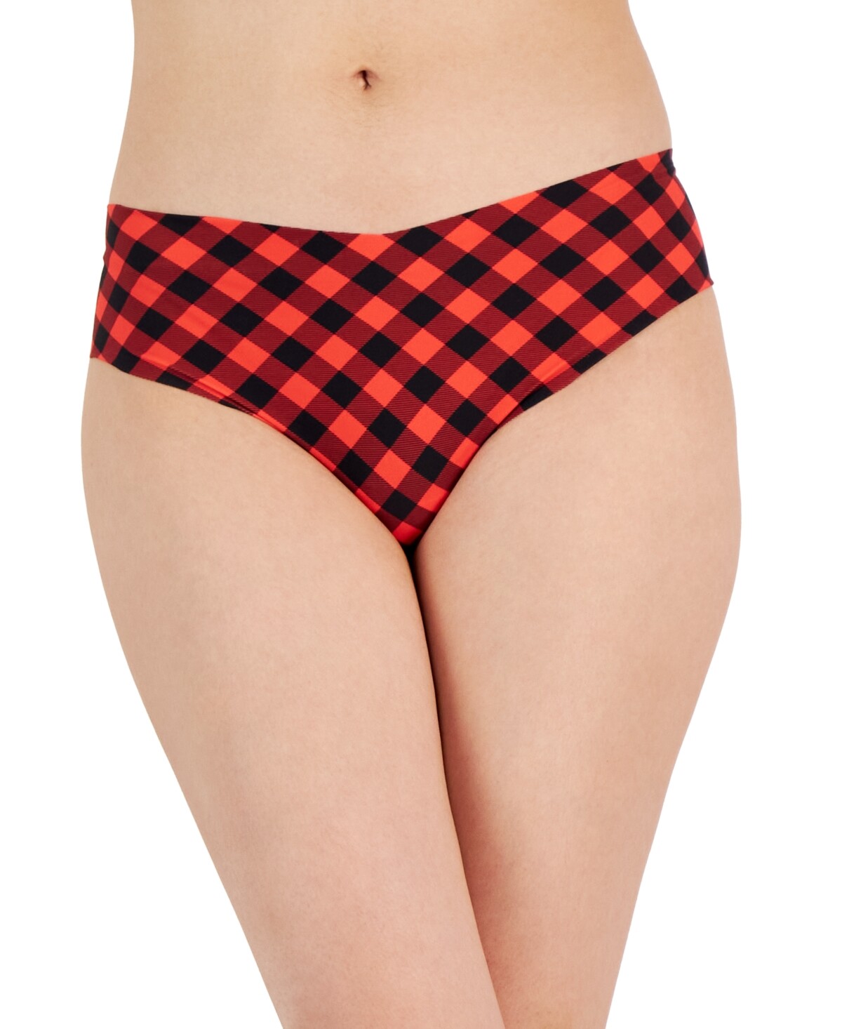 Jenni Women’s No-Show Bikini Panty Underwear, Buffalo Plaid Red/Black