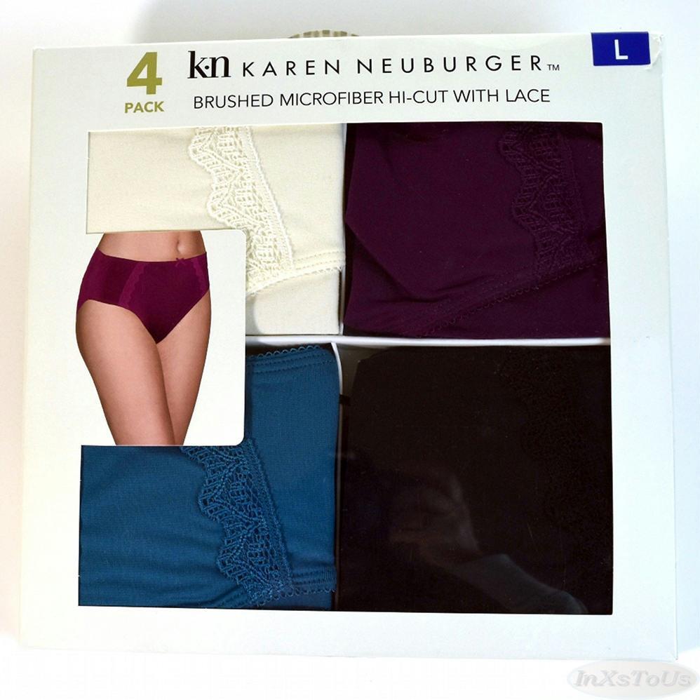 4 Karen Neuburger Womens Brushed Microfiber Hi-Cut w Lace Brief Fashion Size S-M