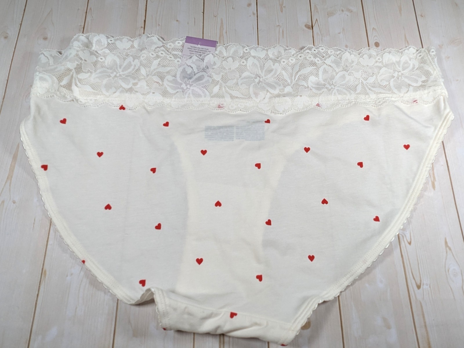 Lot of 2 Auden Ivory Red Hearts Print Lace Trim Bikini Panties Size XL (16) NWT