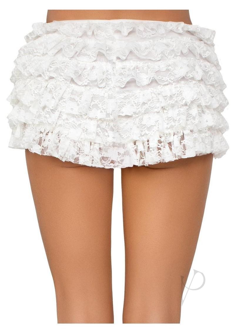 Leg Avenue Lace Ruffle Shorts Lingerie Boyshort Panty White Small