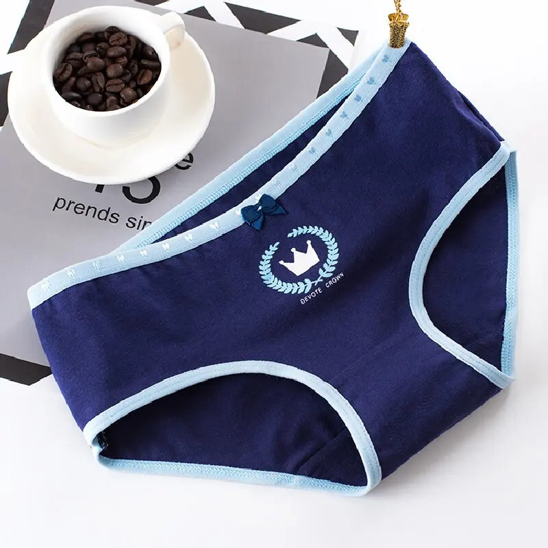 Cotton Panties Mid Rise Women’s Printed Briefs Bow Plus Size Soft Comfort