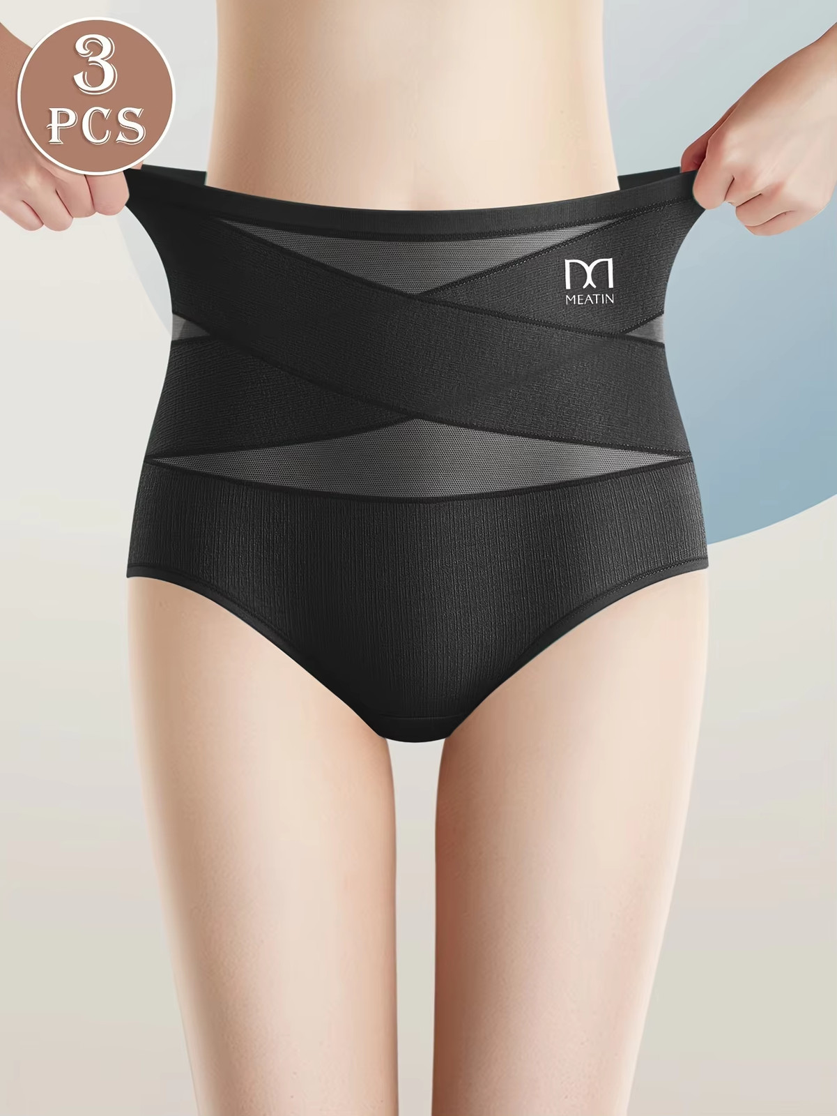 3Pack Women Underwear Panties Cross Tight Slimming Tummy Control Knickers Briefs