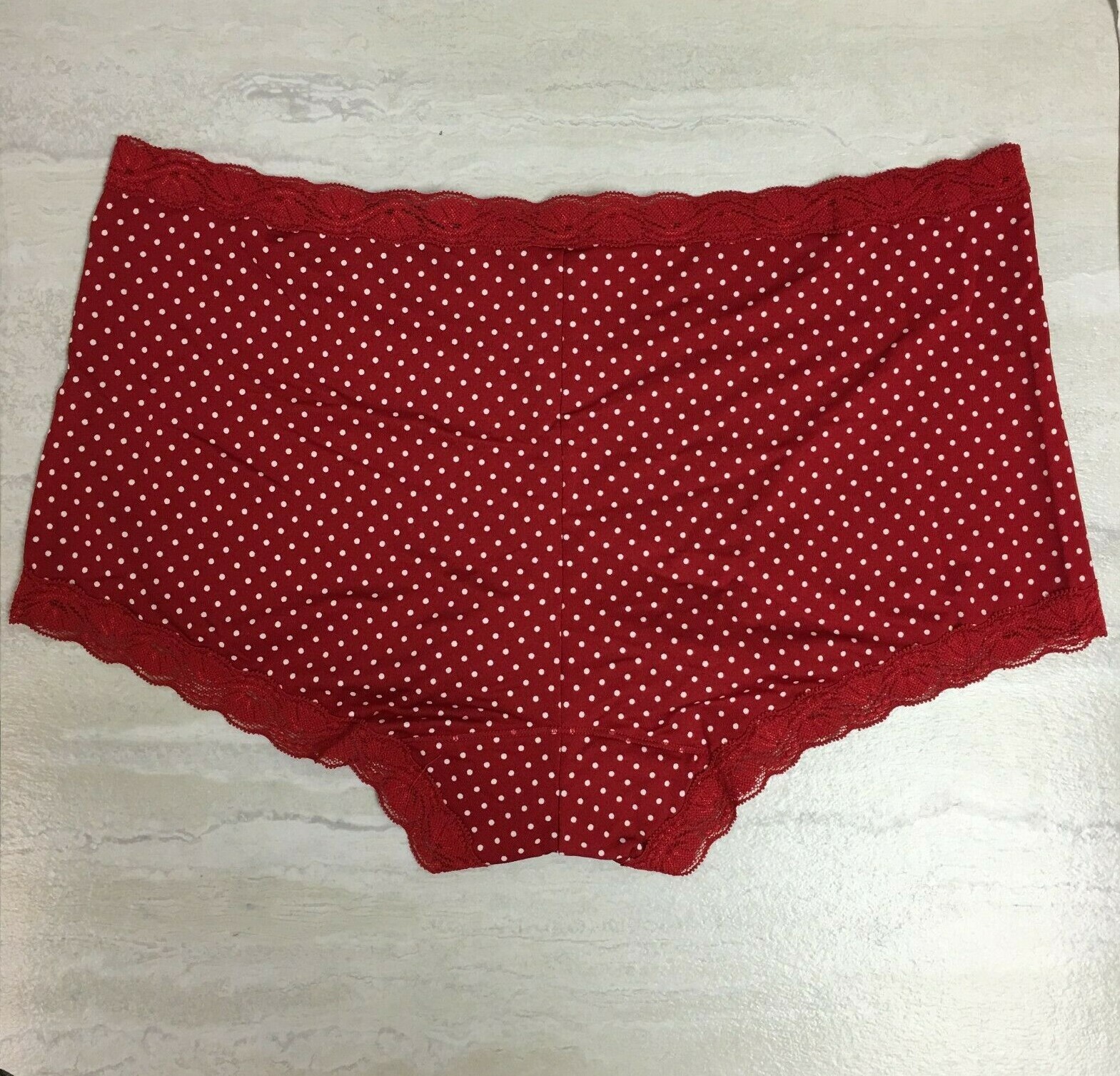 4-Pack Maidenform Women’s Microfiber & Lace Boyshorts, Red/White Polka Dot, XL/8