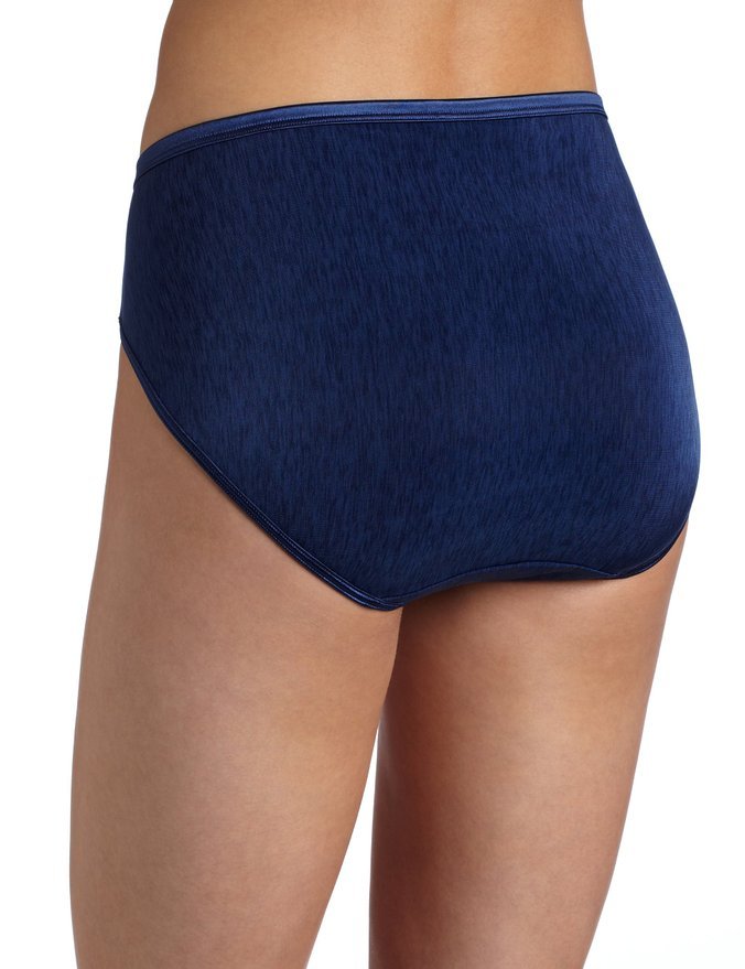 Vanity Fair Body Shine Illumination Hi-Cut Admiral Navy Blue Brief Size 7/Large
