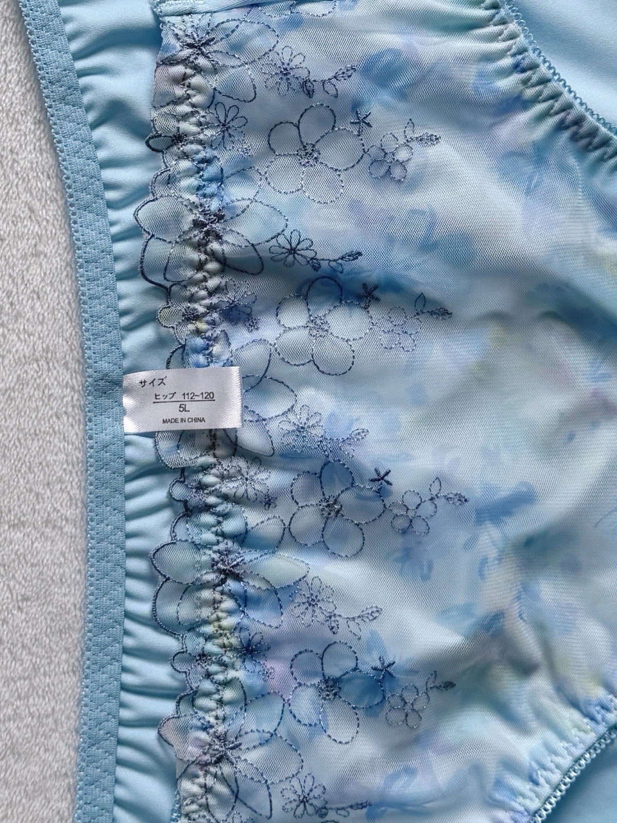 US-XL, XXL/JP-5L Japanese Floral Embroidery Panties Extra Long Crotch Lining