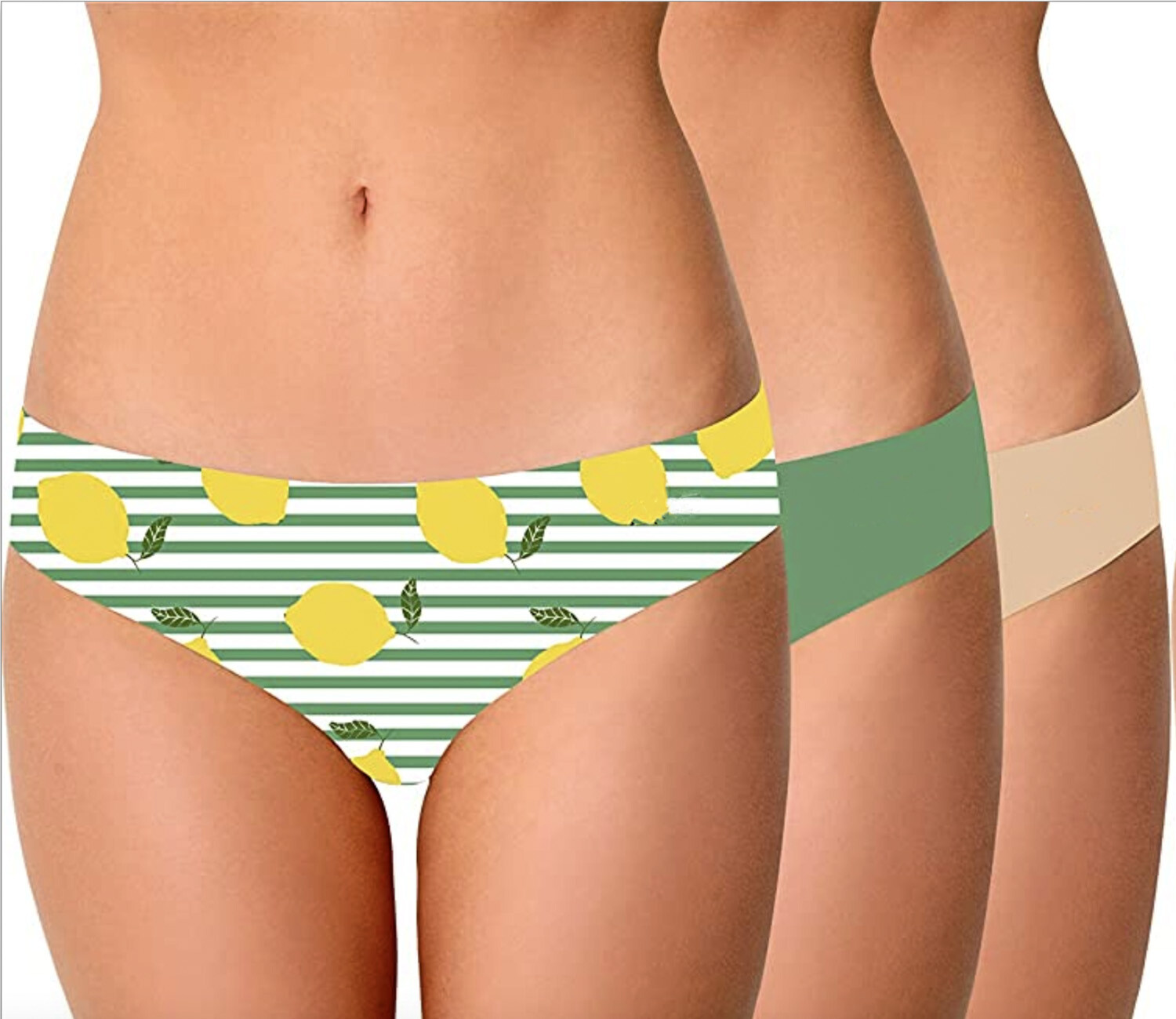 AOC Women’s Panties 3-Pk Thongs Barely-There Cut Sexy Underwear Limoncello XL
