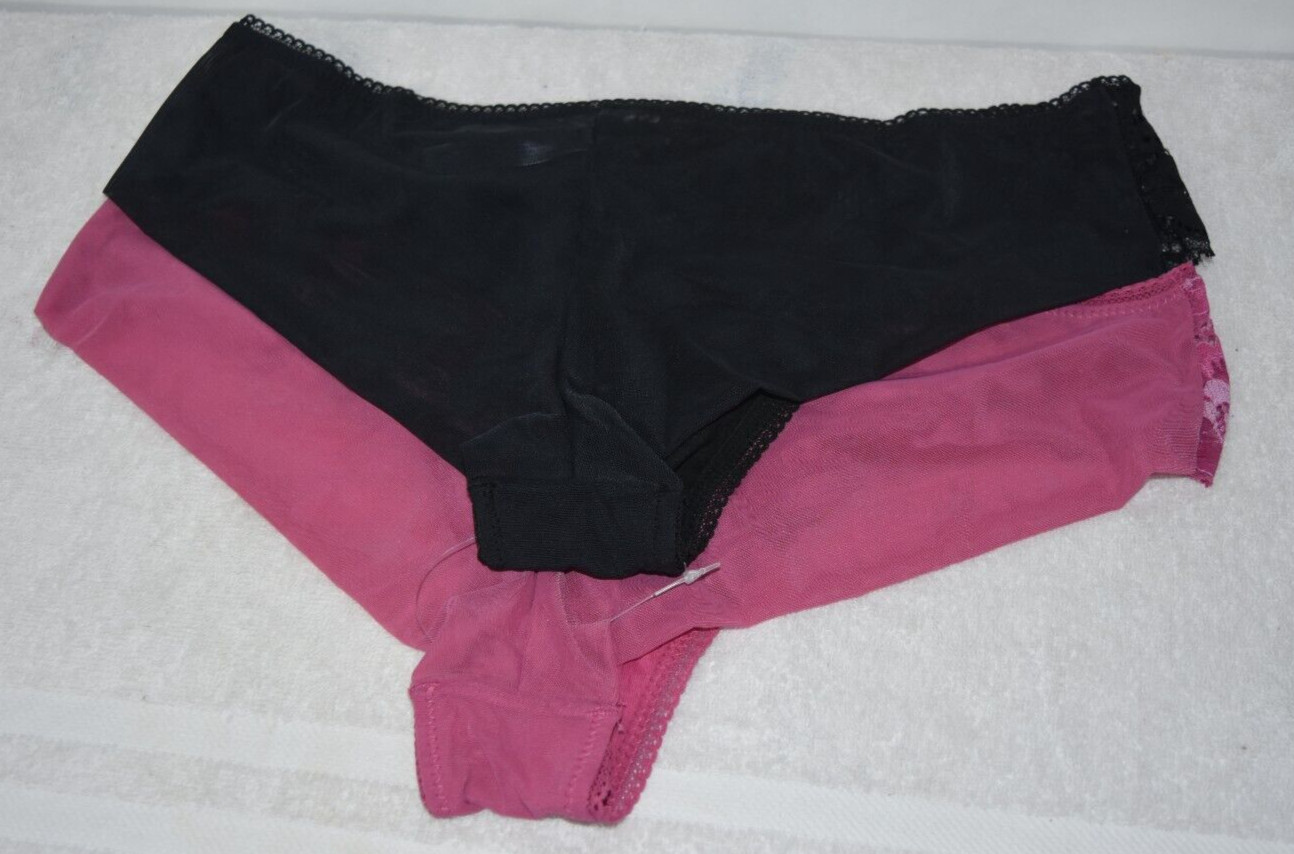 2 NWT Adorned Adore Me Textured Lace Mesh Cheeky Panties Lot Satin Bow 2X XXL