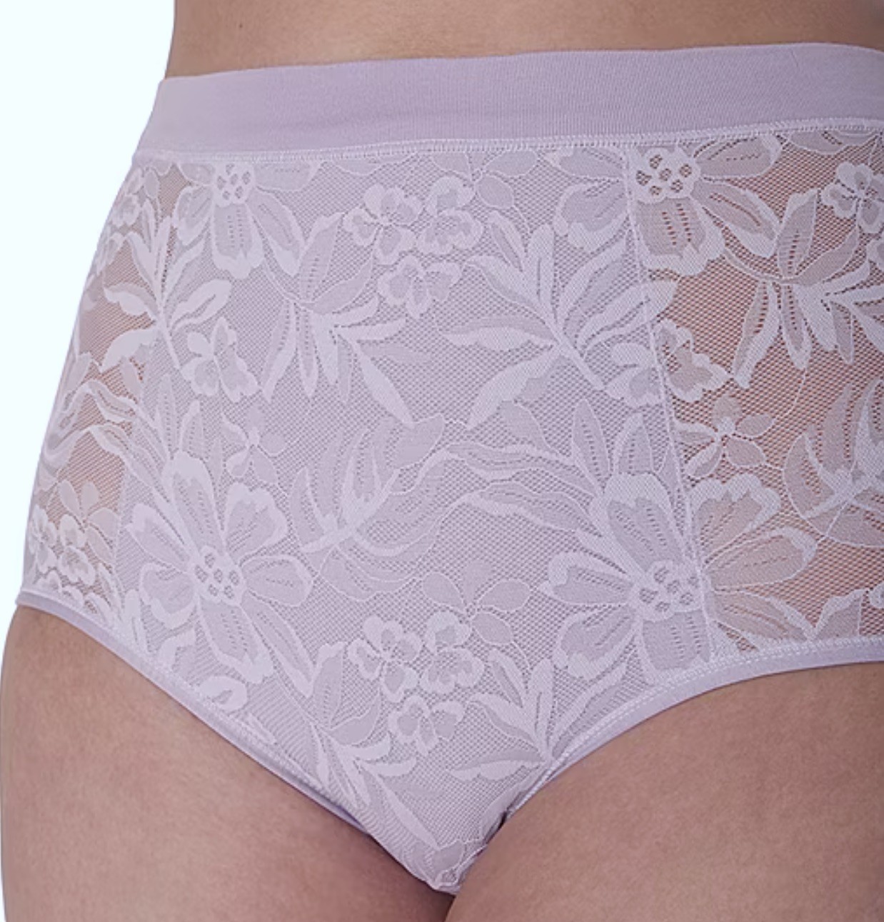 BALI Breathe Cotton Modal Lace Front Purple Iris Hi Rise Brief Panty Womens S 5