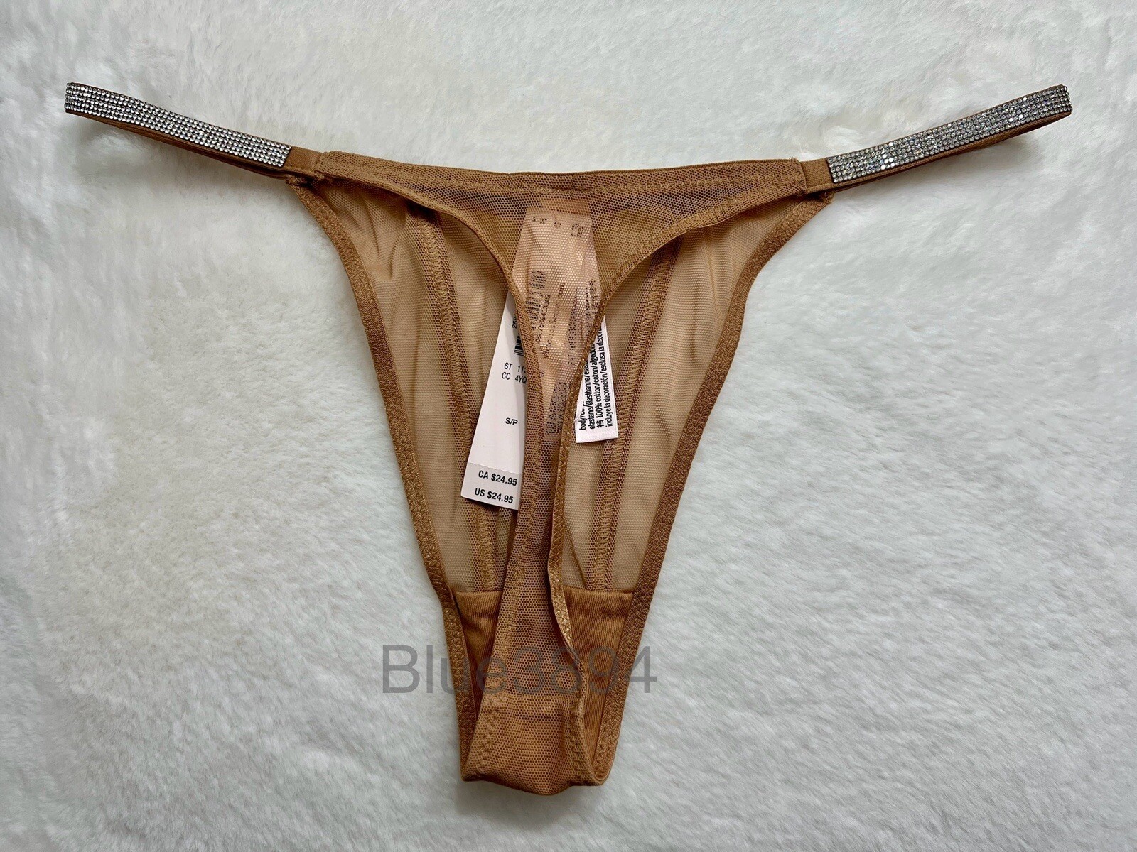 💗Victoria’s Secret Shine Rhinestone Strap Sheer Thong Size Small/Medium/Large