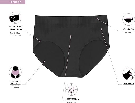 3-Pack Bali Women’s Brief Underwear Size LARGE 7 Taupe Comfort Seamless Panties