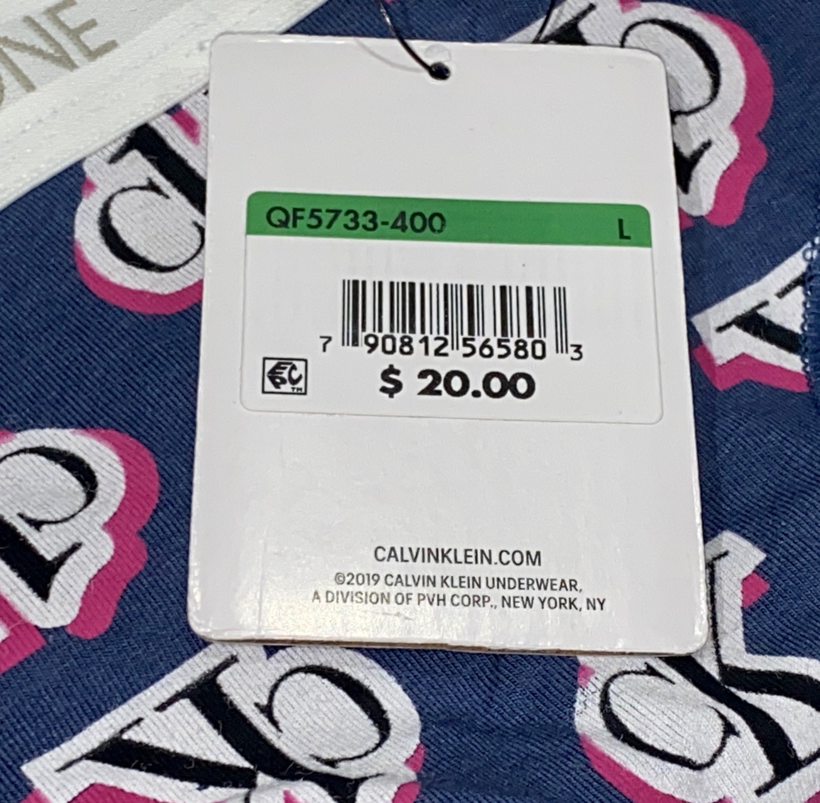 CALVIN KLEIN CK One Cotton Logo Step Print Blue White Thong Panty Women X M L XL