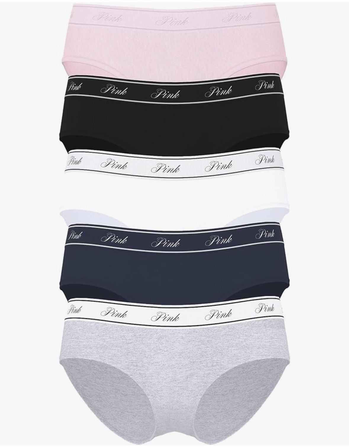 Victoria’s Secret VS PINK 5 Pack Logo Cotton Hiphugger Panty Set NWT Small
