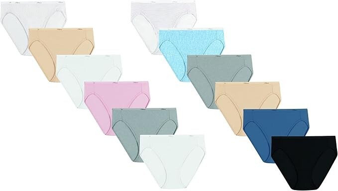 Hanes Women’s High Cut Moisture Wicking Cotton Underwear Pack Of 12