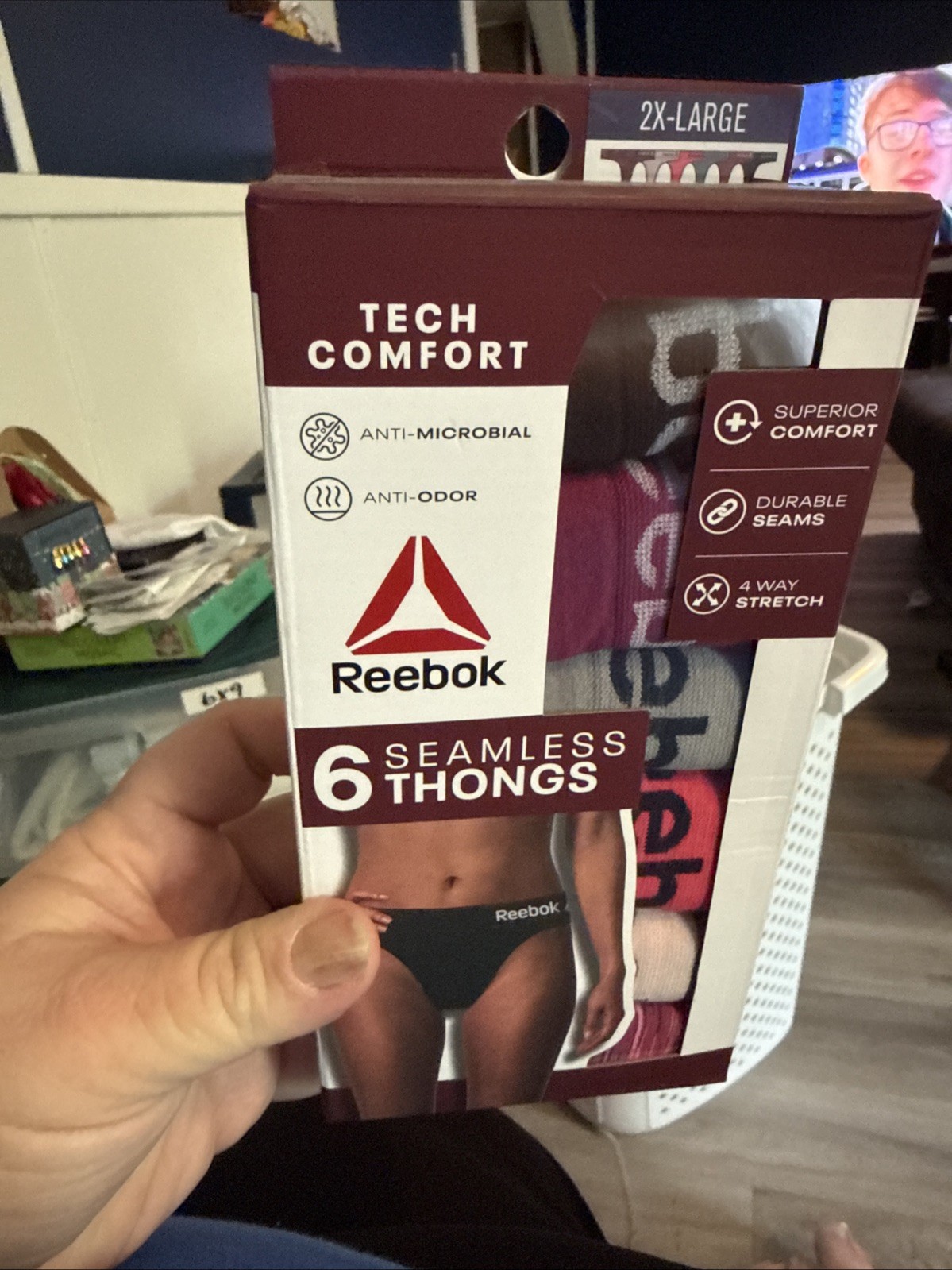REEBOK LADIES WOMENS SEAMLESS THONG UNDERWEAR 6 PAIRS SIZE 2XL 20-22 STRETCH NEW