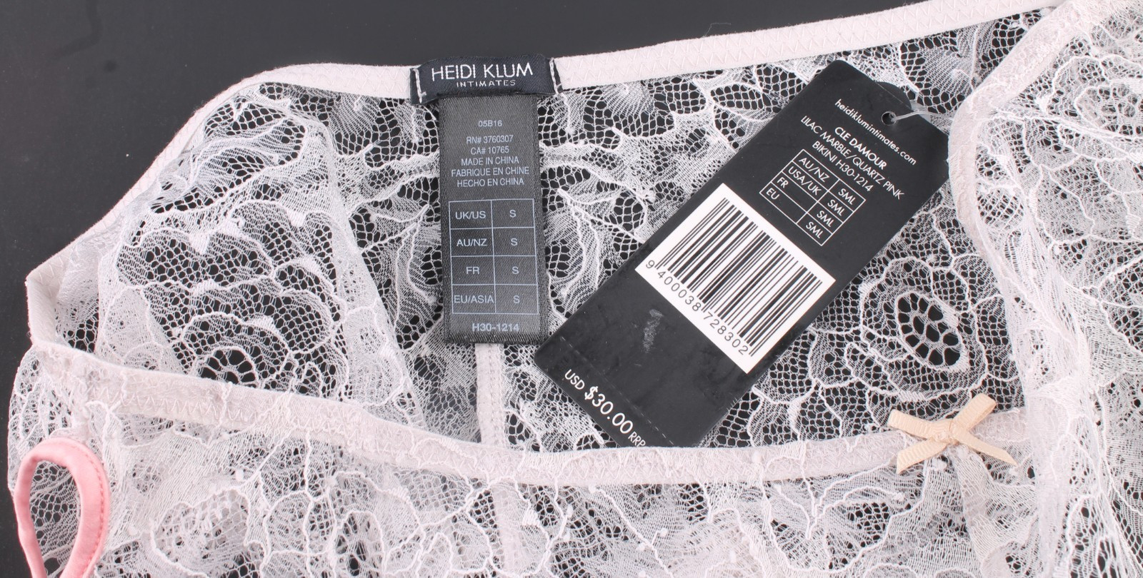 Heidi Klum Women’s Bikini Cut ‘Cle D’Amour’ Lace Panty Size S M L New With Tags