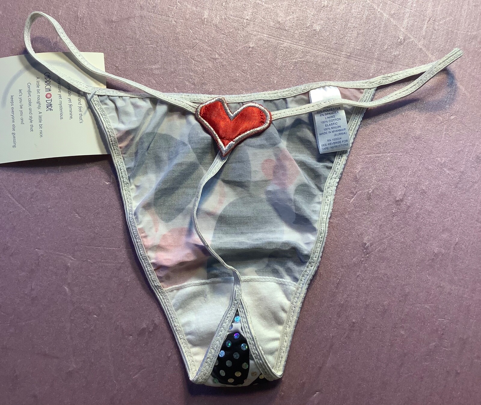 Women Panties,Thongs Size L/7 Large Multicolor Metallic Dots W/decoration Myanma