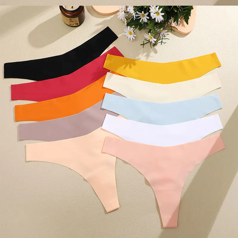 Low Rise Thong Panties Seamless Stretch Breathable Comfortable Everyday 7PCS