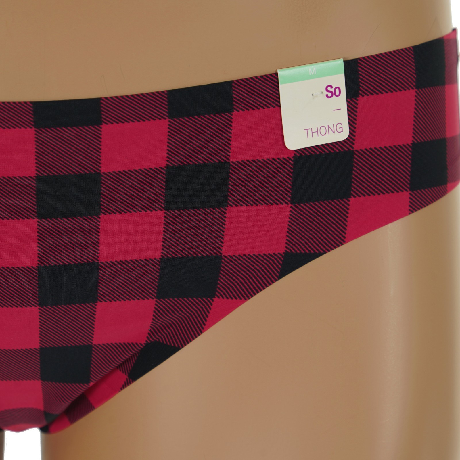 SO Junior’s SIZE 7-9 MEDIUM Red & Black BUFFALO CHECK THONG Panties #SO60001