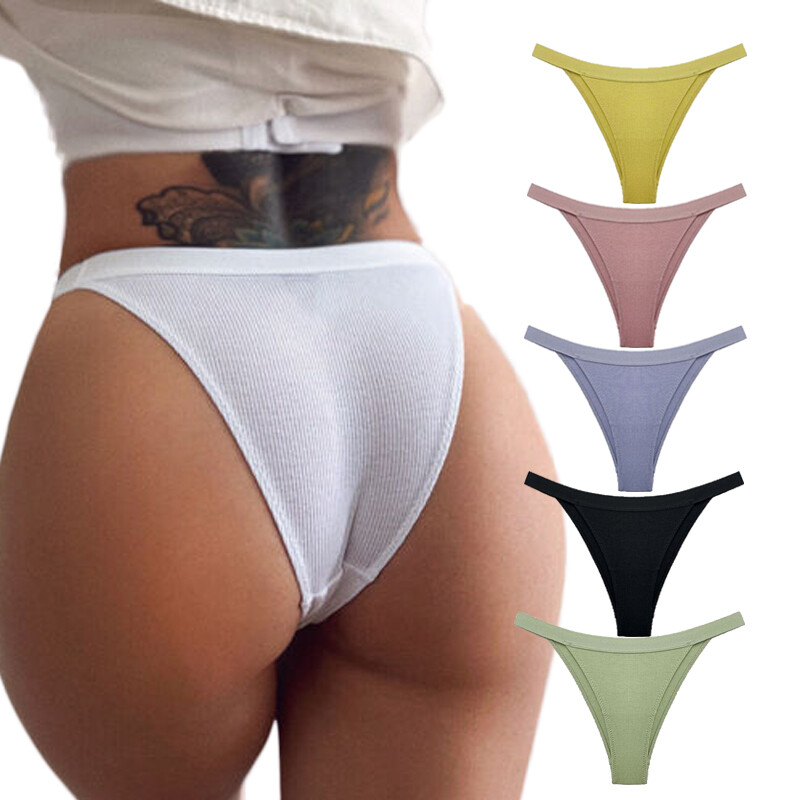 6 Packs Lot Sexy Womens High Leg Thongs Panties G string Bikinis Lingeries Brief