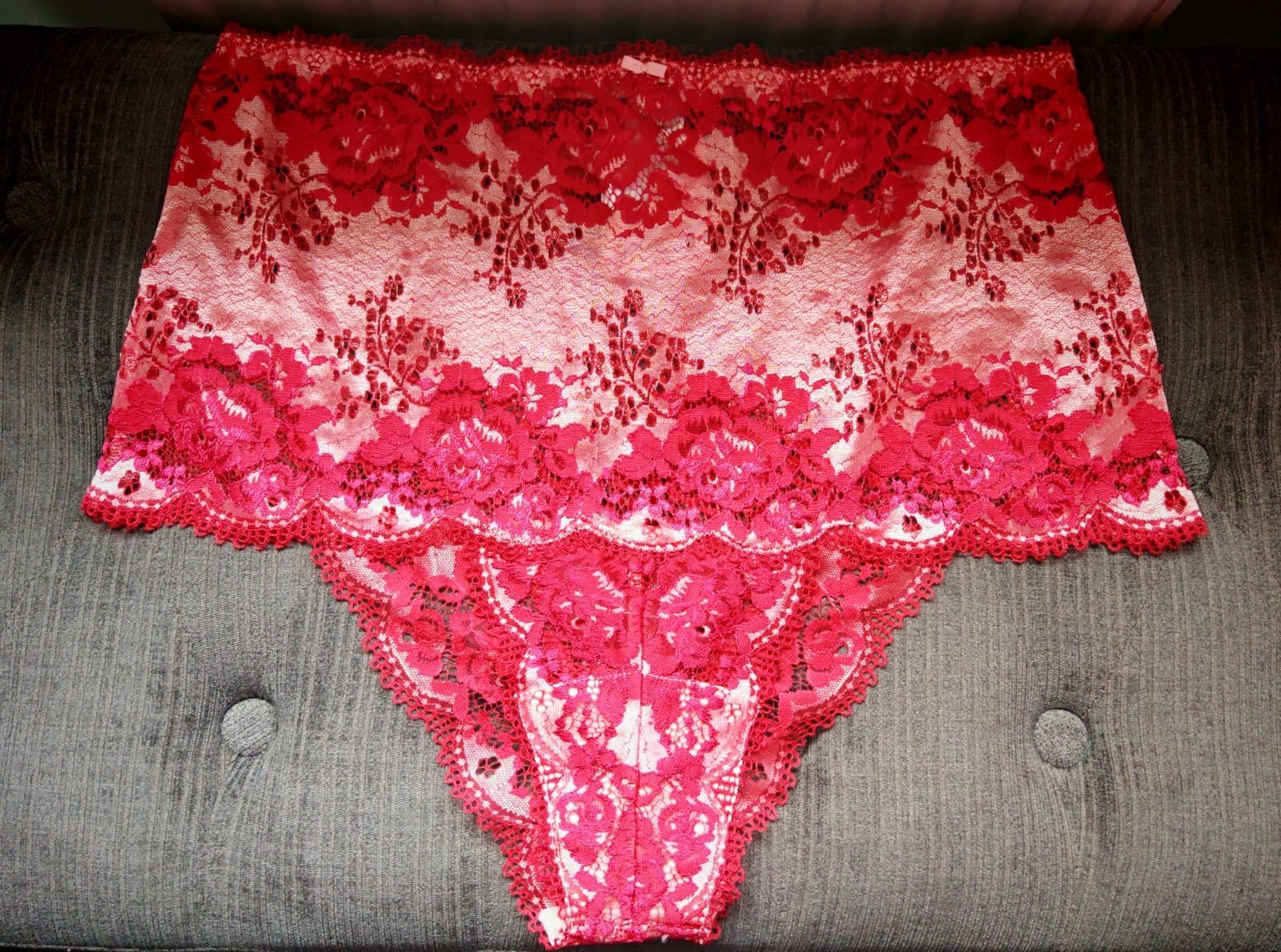 Pretty Secrets Raspberry Red & Baby Pink High Waisted Knickers Size 16